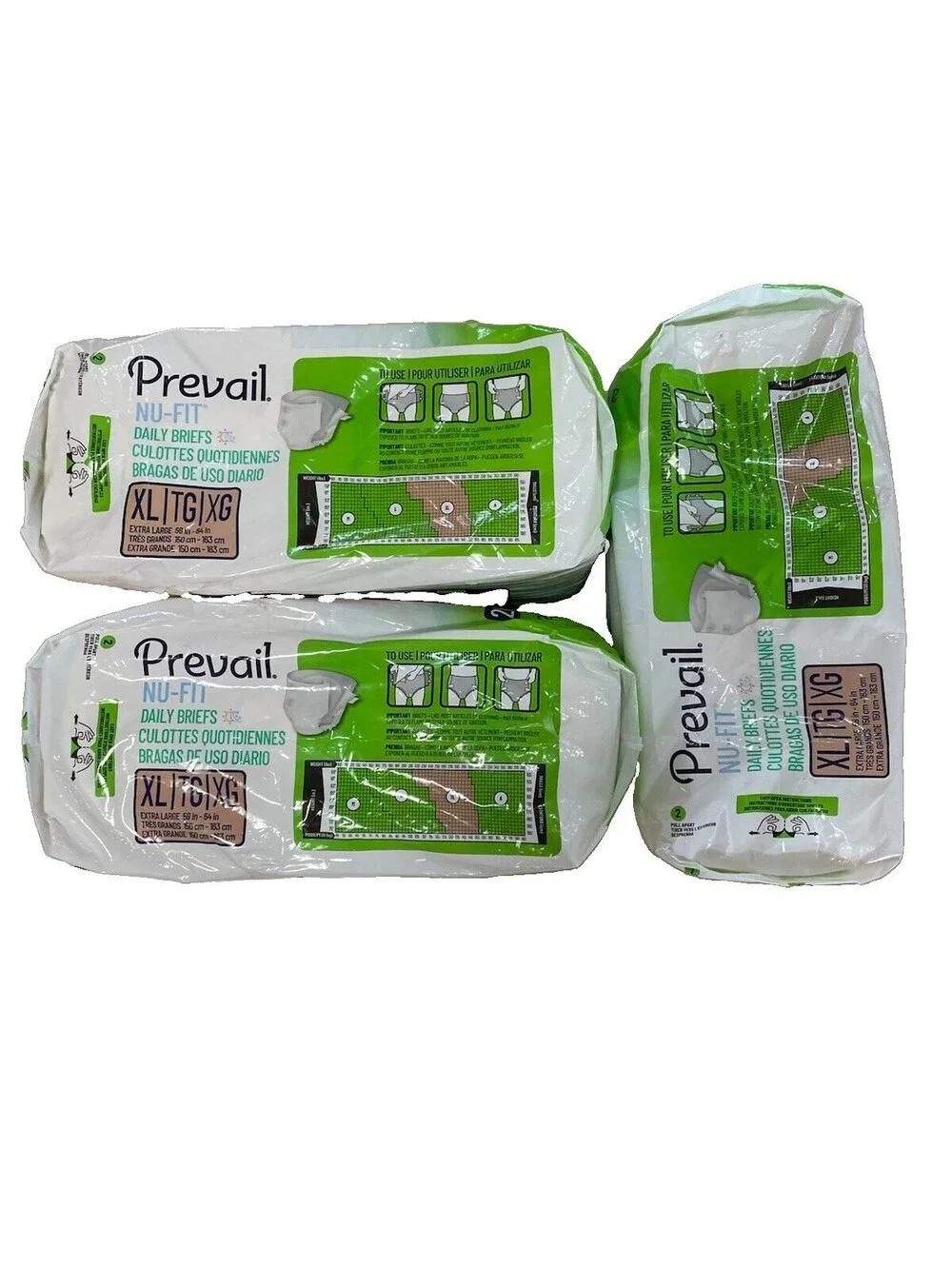Open Box Of Prevail Nu-Fit Daily Briefs Size XL 3 Packs Of 20 Count